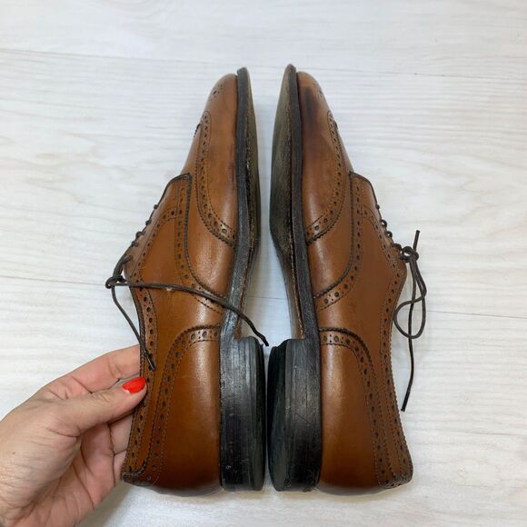 Allen Edmonds Mens Shoes Size 10 A Brown Wingtip Brogue Dress Leather Oxford USA main image 8